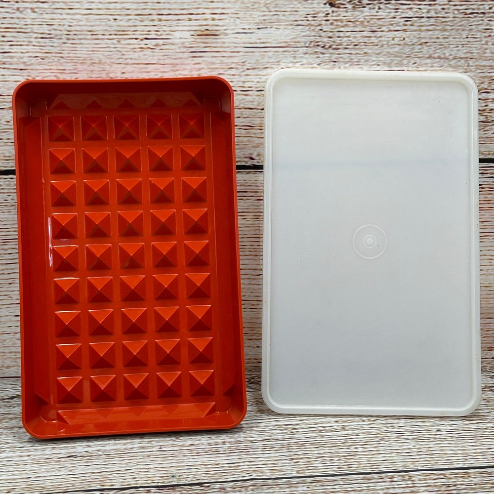 Vintage Tupperware Season-Serve Marinating Container 1292-8‎ Orange White Lid